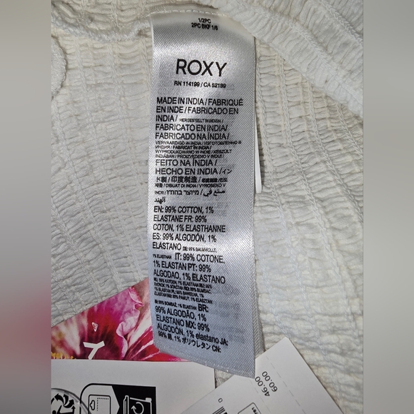 NWT Roxy Sunset Walks Puff Sleeve Crop Creamy White Size XL‎ - Picture 7 of 7